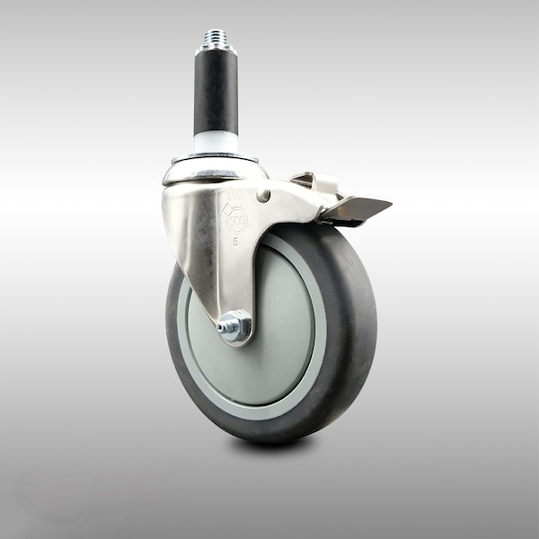 5 Inch 316SS Thermoplastic Rubber Swivel 1 Inch Stem Caster Lock Brake SCC